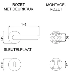 Deurbeslag Binnendeur|Deurklinken > OK deurkruk set rond rozet zwart plastic