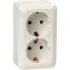 Opbouw Schakelmateriaal|Stopcontacten & Overige Contactdozen > OK dubbel geaard stopcontact opbouw wit