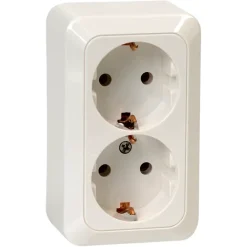 Opbouw Schakelmateriaal|Stopcontacten & Overige Contactdozen > OK dubbel geaard stopcontact opbouw wit