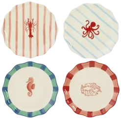 Ontbijtbord rood 4 assorti - h2xd21cm - per stuk