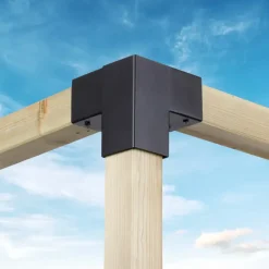 Houtverbinders|Houtverbinders > Geen Paalverbinder voor pergola hoekstuk 3-kants 7x7 cm zwart