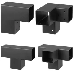 Houtverbinders|Houtverbinders > Geen Paalverbinder voor pergola hoekstuk 2-kants 7x7 cm zwart