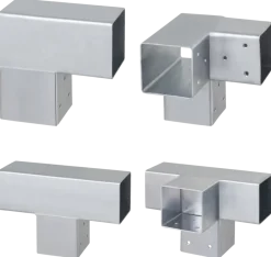 Houtverbinders|Houtverbinders > Geen Paalverbinder voor pergola hoekstuk 3-kants 7x7 cm gegalvaniseerd