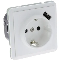 Inbouw Schakelmateriaal|Stopcontacten & Overige Contactdozen > Peha Standard enkel geaard stopcontact met USB-A poort wit