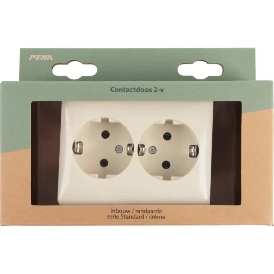 Inbouw Schakelmateriaal|Stopcontacten & Overige Contactdozen > Peha Standard Stopcontact Dubbel RA Crème