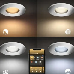 Philips Hue badkamerinbouwspot Xamento chroom - wit en gekleurd 6W - rond