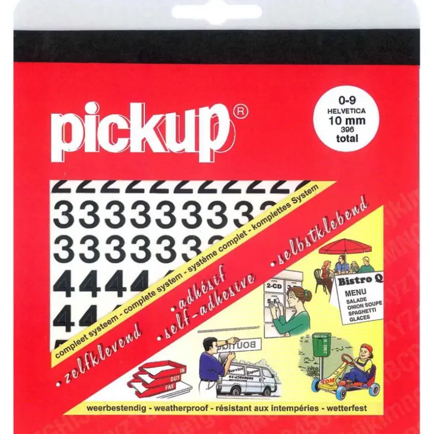 Pickup plakcijfers 0-9 Helvetica zwart 10 mm