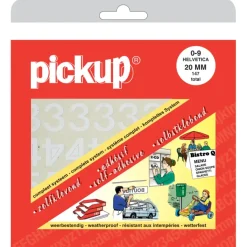 Pickup plakcijfers 0-9 Helvetica wit 20 mm