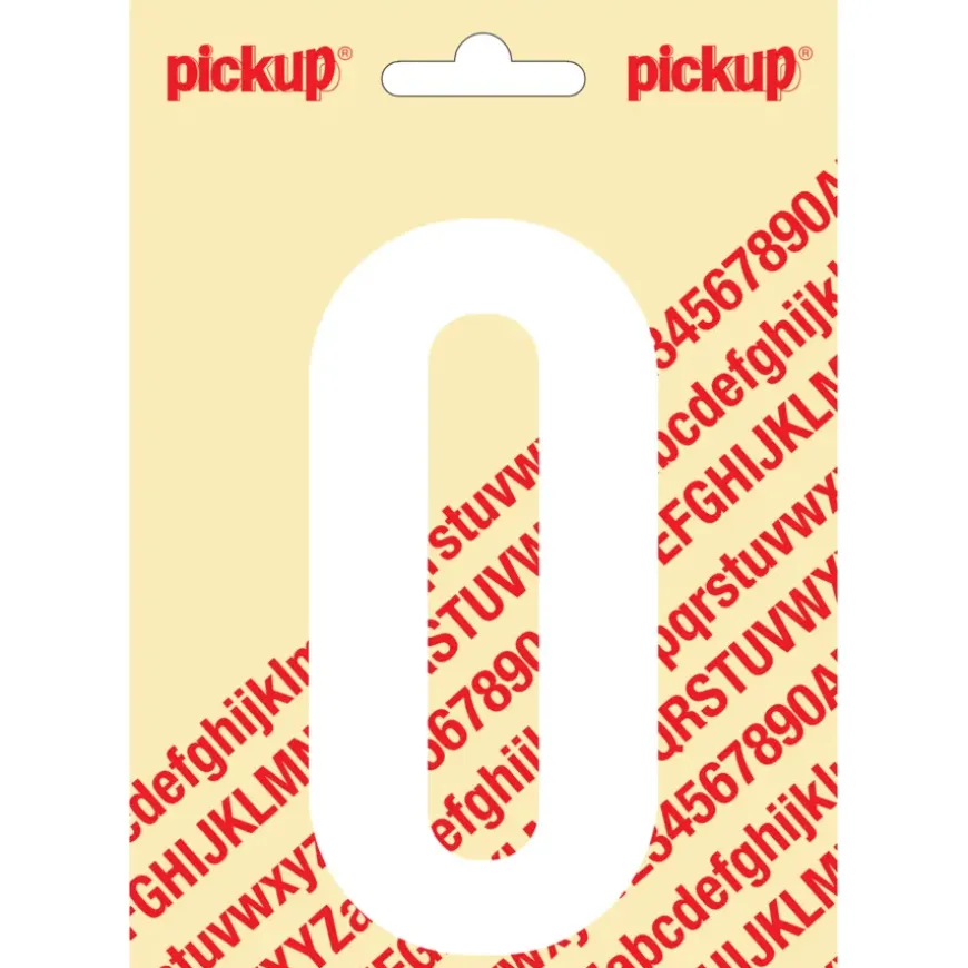 Pickup plakcijfer 0 wit mat 120 mm