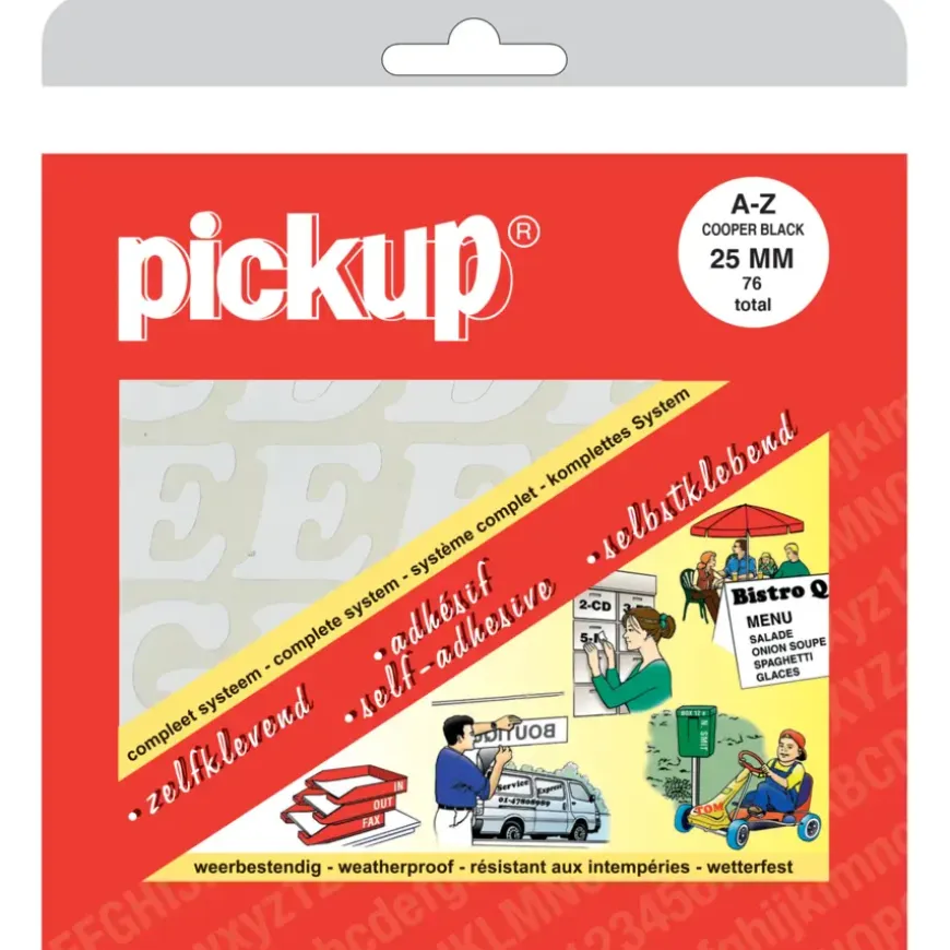 Pickup plakletter A-Z wit 25 mm