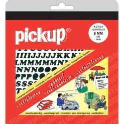Pickup plakletters A-Z en cijfers 0-9 zwart 8 mm