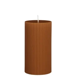 Pilaar kaars donker bruin - h13xd7cm