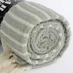 Plaid streep l.groen - l180xb130cm