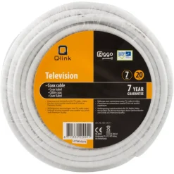 Audio & Video Accessoires > Q-link coax kabel 20 meter wit kabelkeur