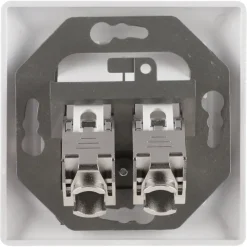 Inbouw Schakelmateriaal|Stopcontacten & Overige Contactdozen > Q-link FTP contactdoos CAT7 inbouw dubbelvoudig 8 polig RJ45