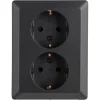 Inbouw Schakelmateriaal|Stopcontacten & Overige Contactdozen > Q-link Inbouw Dubbel Geaard Stopcontact Zwart