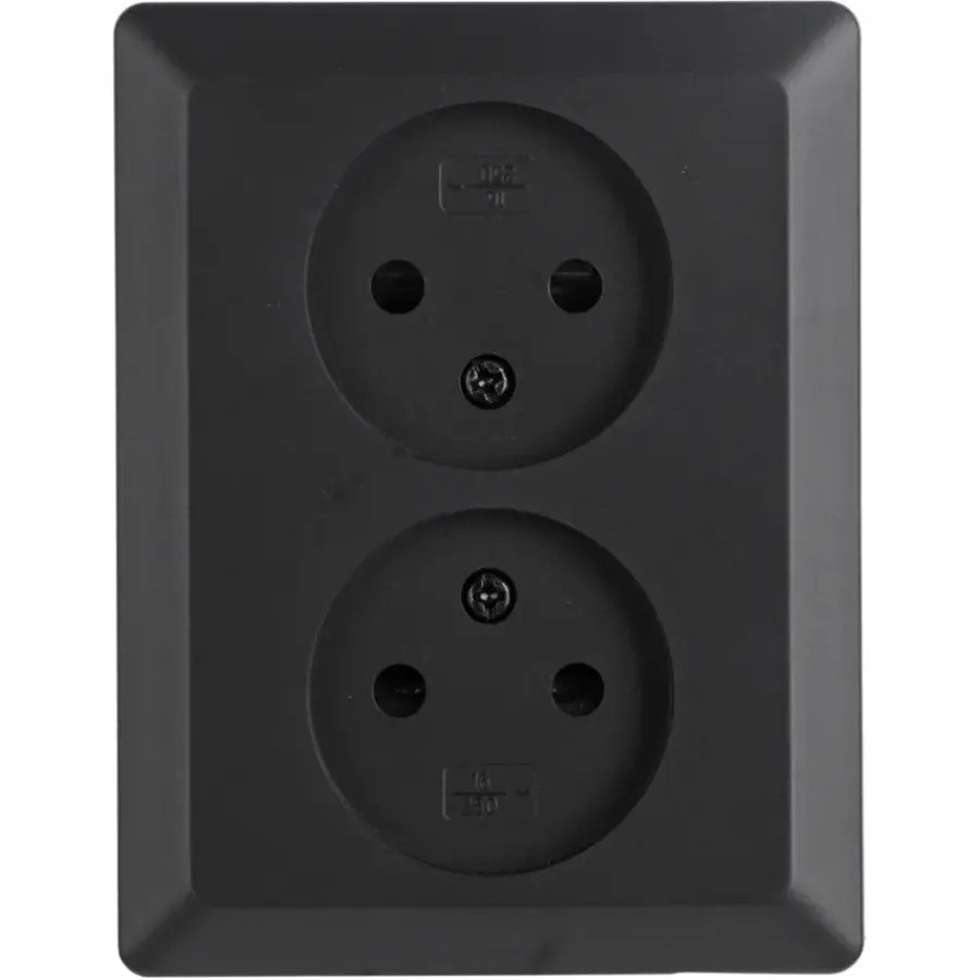 Inbouw Schakelmateriaal|Stopcontacten & Overige Contactdozen > Q-link Inbouw Dubbel Stopcontact Zwart