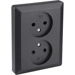 Inbouw Schakelmateriaal|Stopcontacten & Overige Contactdozen > Q-link Inbouw Dubbel Stopcontact Zwart