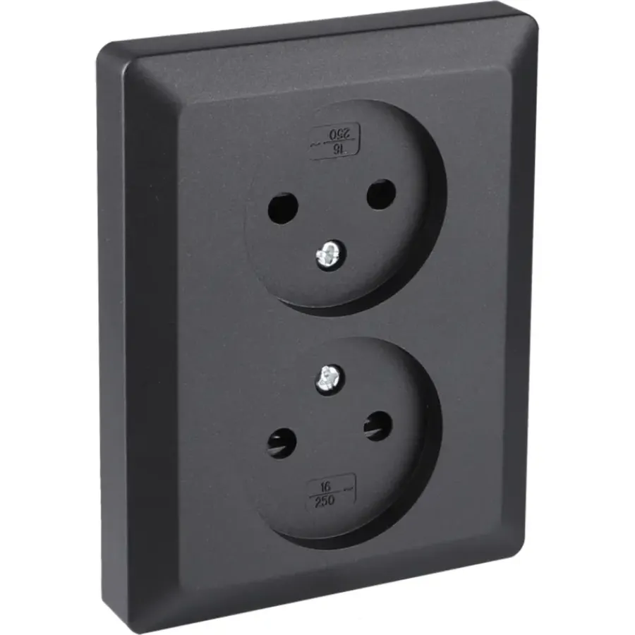 Inbouw Schakelmateriaal|Stopcontacten & Overige Contactdozen > Q-link Inbouw Dubbel Stopcontact Zwart