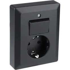 Inbouw Schakelmateriaal|Stopcontacten & Overige Contactdozen > Q-link Inbouw Enkel Geaard Stopcontact met Schakelaar Zwart