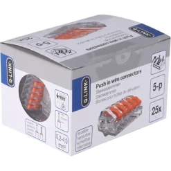 Lasklemmen En Verbindingsklemmen > Q-link Lasklem 5-voudig 0,2-4mm2 Hersluitbaar 25 stuks