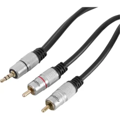 Audio & Video Accessoires > Q-link tulp/stereo kabel 2RCA/ST3.5mm 2 meter zwart