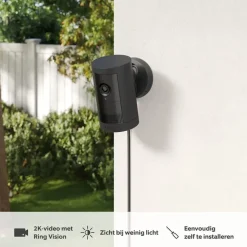 Elektronische Beveiliging > Ring Outdoor Camera Plus Plug-in Zwart 2K