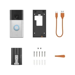 Intercoms & Deurbellen|Elektronische Beveiliging > Ring Video Deurbel Satijn Nikkel