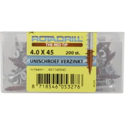 Rotadrill Verzinkte schroeven platkop 4,0x45 mm - 200 stuks