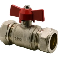 Sanitair Aansluitmateriaal > Sanivesk CV Kogelkraan Knel Vlindergreep 22x22mm Chroom