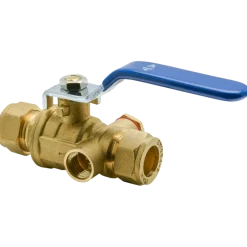 Sanitair Aansluitmateriaal > Sanivesk Kogelkraan Knel + Aftap 15x15mm