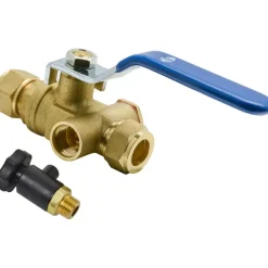 Sanitair Aansluitmateriaal > Sanivesk Kogelkraan Knel + Aftap 15x15mm