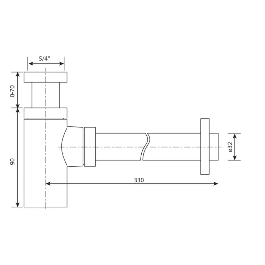 Afvoerbuizen & Hulpstukken > Sanivesk Luxe Design Fonteinsifon Chroom 5/4"x32mm LAAG model