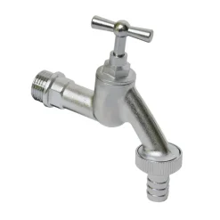 Sanitair Aansluitmateriaal > Sanivesk Tapkraan + Slangkoppeling 1/2"Mx3/4"M Mat Chroom