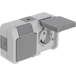 Buiten Schakelmateriaal|Opbouw Schakelmateriaal > Schneider Electric Aquastar spatwaterdicht geaard stopcontact dubbel horizontaal