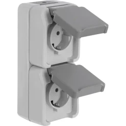 Buiten Schakelmateriaal|Opbouw Schakelmateriaal > Schneider Electric Aquastar spatwaterdicht Stopcontact Dubbel RA verticaal