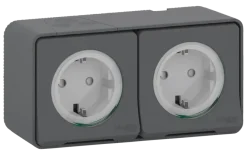 Buiten Schakelmateriaal|Opbouw Schakelmateriaal > Schneider Electric Mureva Styl wandcontactdoos 2-voudig horizontaal IP55 antraciet