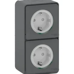 Buiten Schakelmateriaal|Opbouw Schakelmateriaal > Schneider Electric Mureva Styl wandcontactdoos 2-voudig verticaal IP55 antraciet