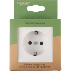 Inbouw Schakelmateriaal|Stopcontacten & Overige Contactdozen > Schneider Electric Schneider Merten D-Life Inbouw Stopcontact Enkel Geaard Wit