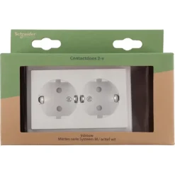 Inbouw Schakelmateriaal|Stopcontacten & Overige Contactdozen > Schneider Electric Schneider Merten System-M Dubbel Geaard Stopcontact Actief Wit