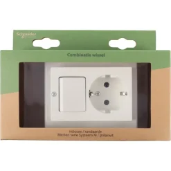 Inbouw Schakelmateriaal|Stopcontacten & Overige Contactdozen > Schneider Electric Schneider Merten System-M Geaard Stopcontact met Wisselschakelaar Polarwit