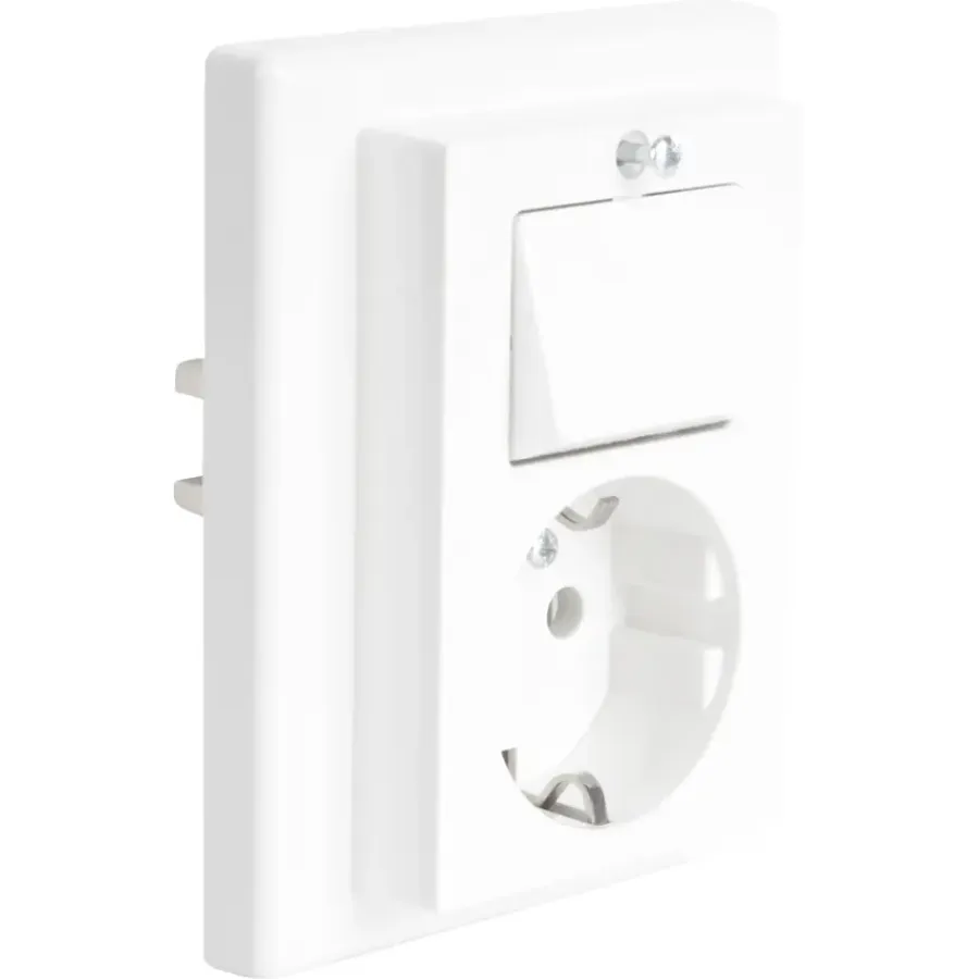 Inbouw Schakelmateriaal|Stopcontacten & Overige Contactdozen > Schneider Electric Schneider Merten System-M Geaard Stopcontact met Wisselschakelaar Polarwit