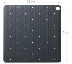 Sealskin antislip douchemat Ribb 55x55 cm antraciet (inclusief zwarte haak)