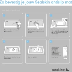 Sealskin antislip douchemat Ribb 55x55 cm antraciet (inclusief zwarte haak)
