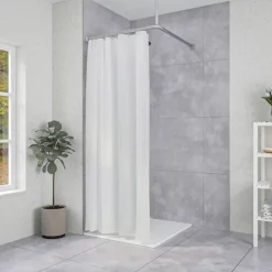 Sealskin Easy Roll douchegordijnstang mat aluminium 90x90 cm incl. haken en plafondsteun