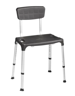 Secucare douchestoel Quatrro met rugleuning verstelbaar Hoogte 39-54 cm zwart