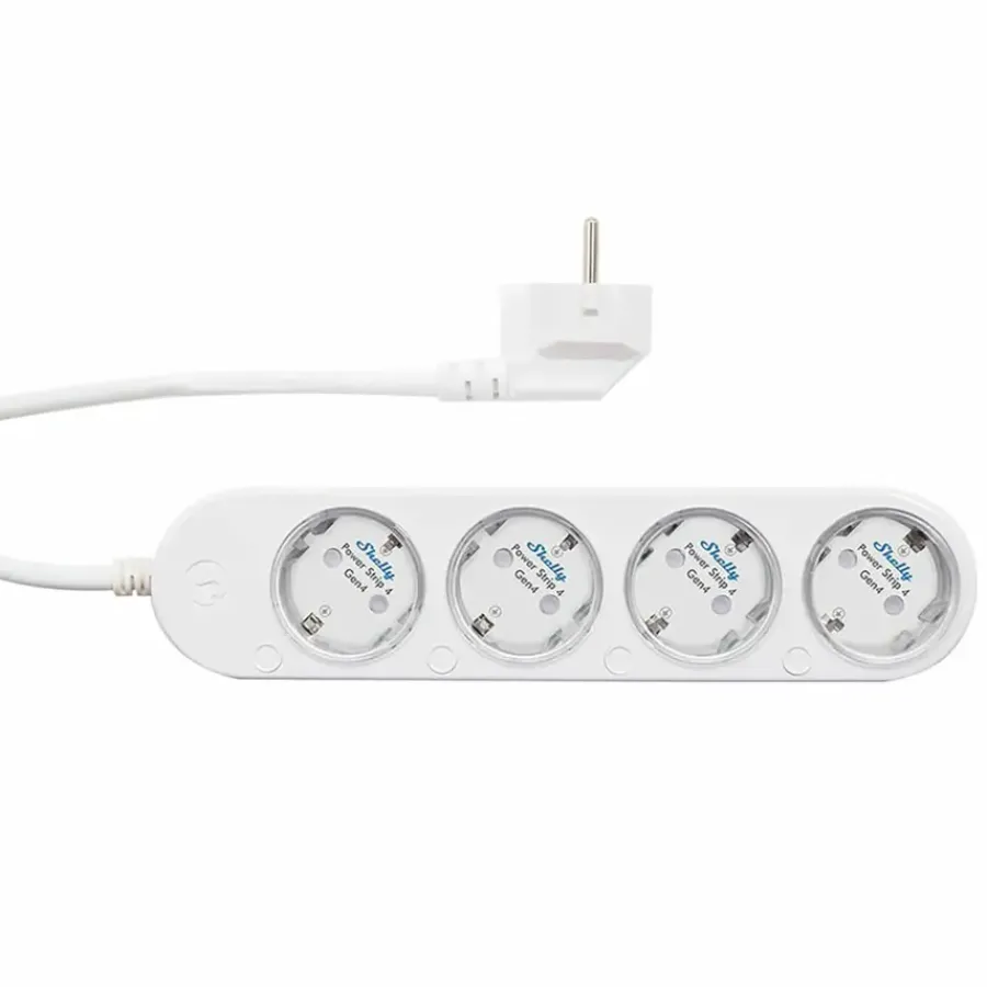 Stekkers|Schakelaars > SHELLY Power Strip 4 Gen4 slimme stekkerdoos & energiemeter WiFi Zigbee Matter wit (4-kanalen)