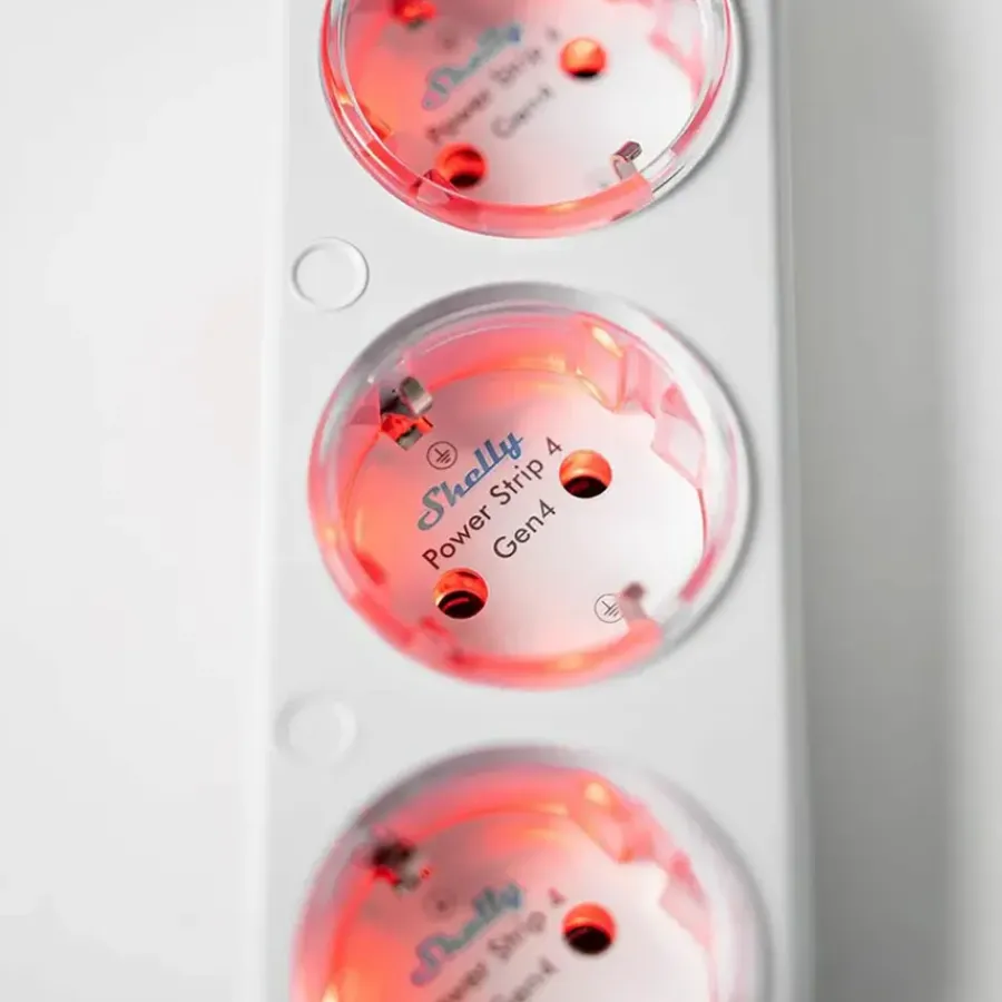 Stekkers|Schakelaars > SHELLY Power Strip 4 Gen4 slimme stekkerdoos & energiemeter WiFi Zigbee Matter wit (4-kanalen)