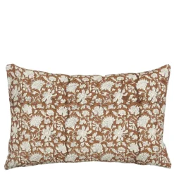 Sierkussen bloemen donker bruin - l55xb35xh10cm