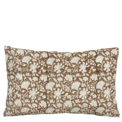 Sierkussen bloemen donker bruin - l55xb35xh10cm